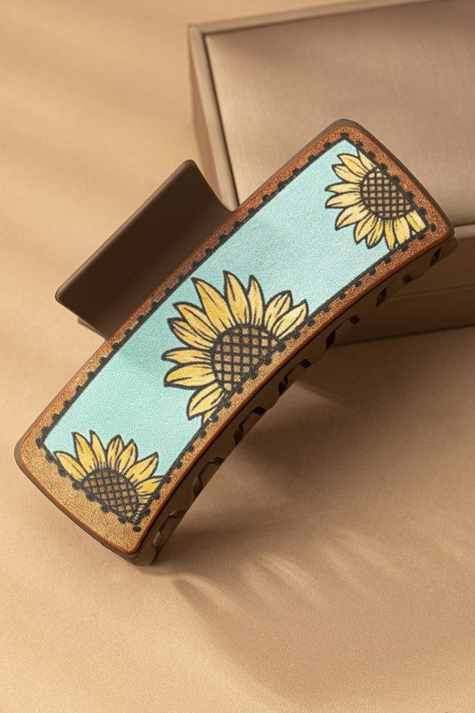 Turquoise Sunflower Hair Claw Clip