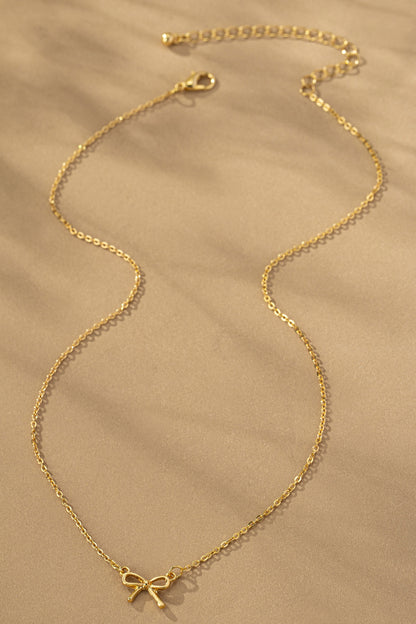 Delicate Bow Pendant Necklace - Gold