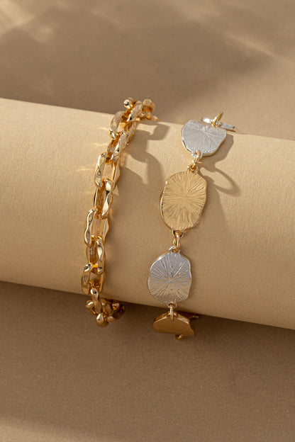 Hammered Beaded Link Bracelet Set