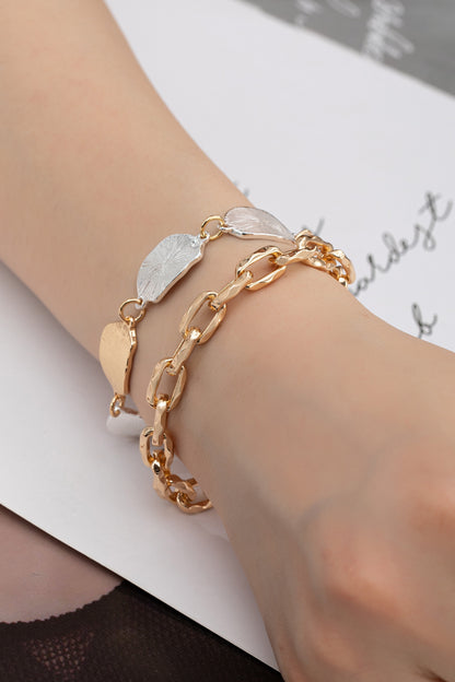 Hammered Beaded Link Bracelet Set