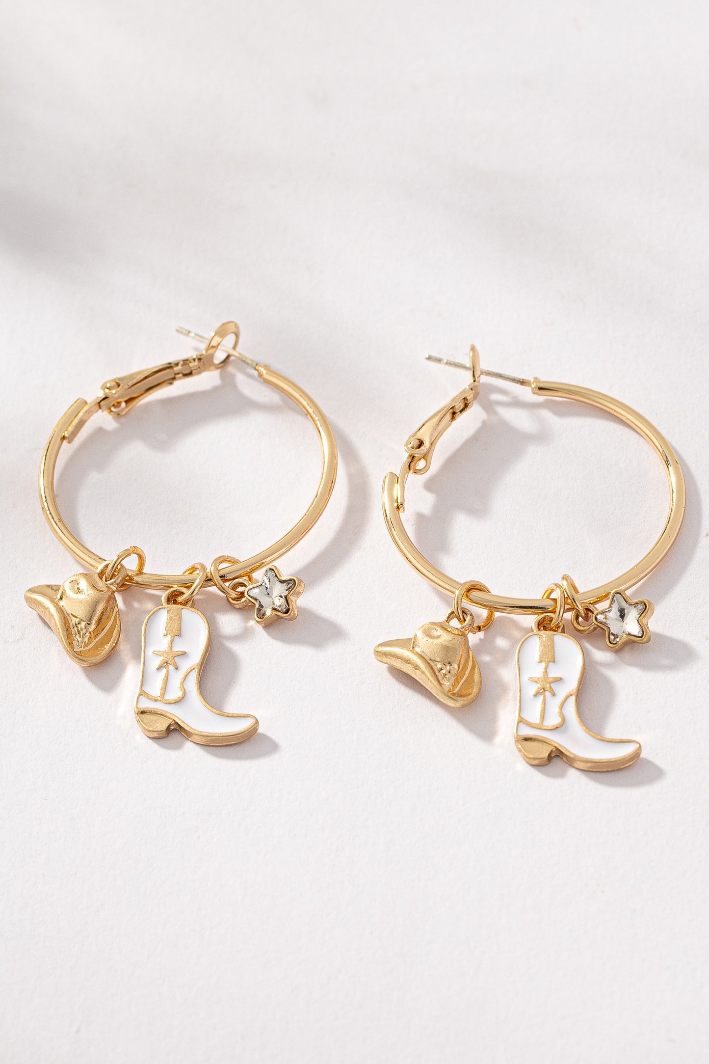 Cowboy Charm Earrings - White