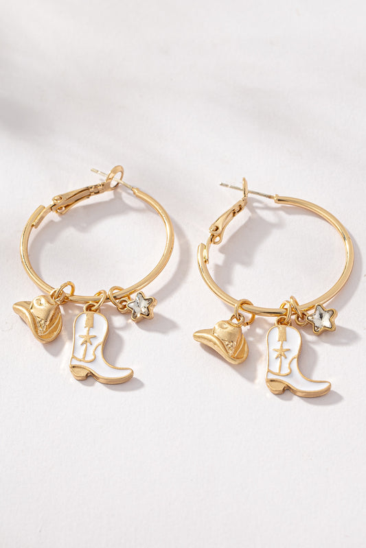 Cowboy Charm Earrings - White