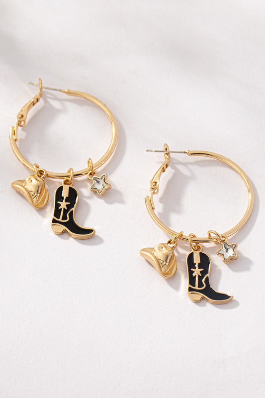 Cowboy Charm Earrings - Black