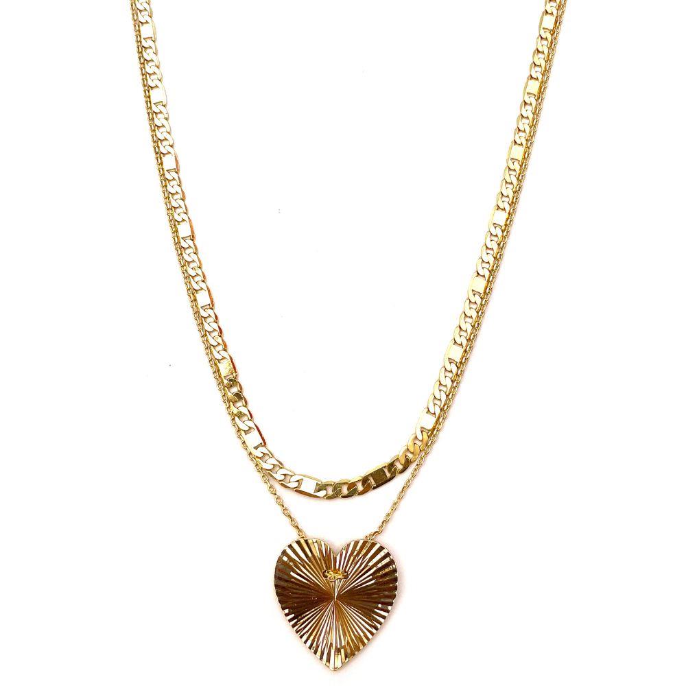 Heart Pendant Layered Necklace - Gold