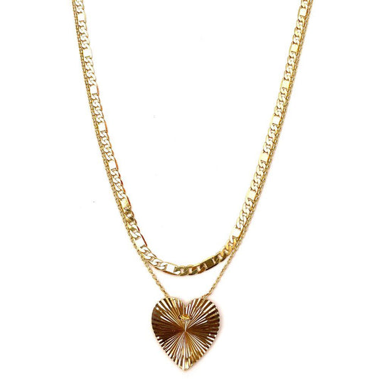 Heart Pendant Layered Necklace - Gold