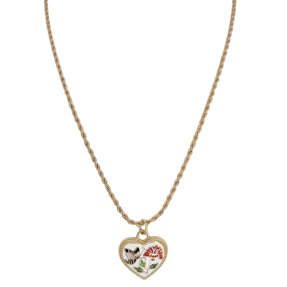 Enamel Heart Pendant Necklace