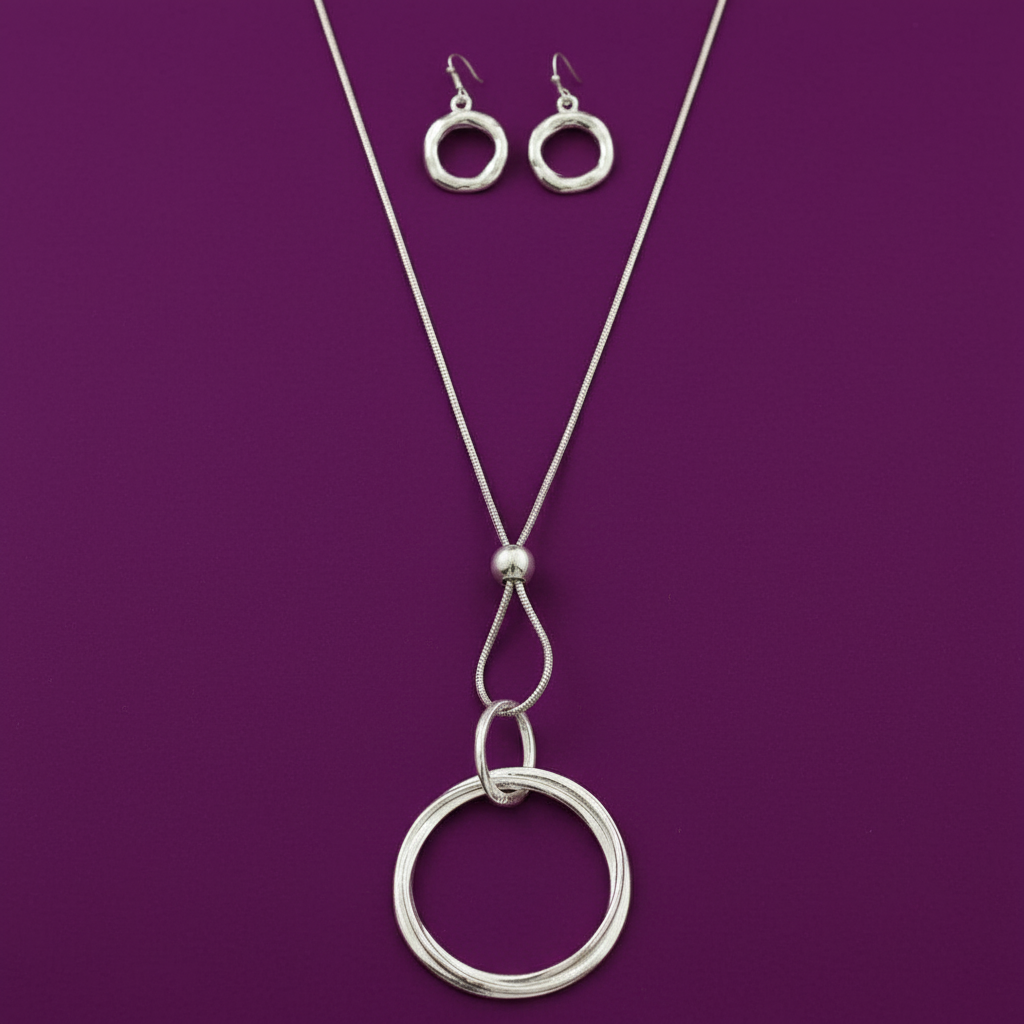 Circle Pendant Necklace & Earrings