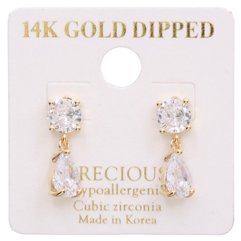 Teardrop Crystal Dangle Earring - Gold