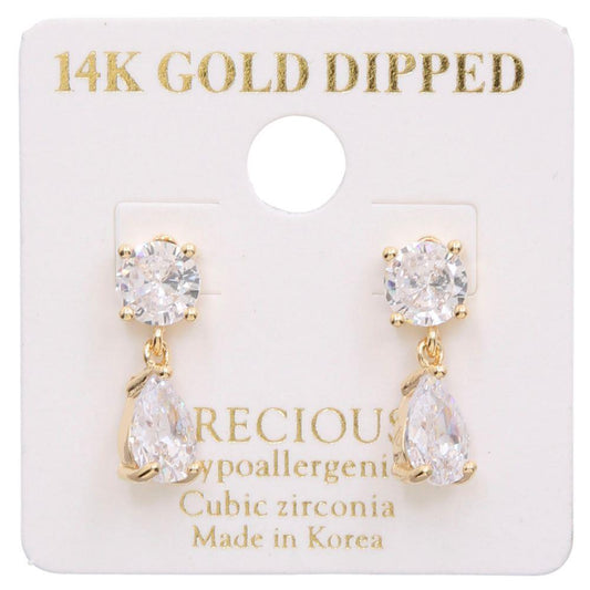 Teardrop Crystal Dangle Earring - Gold