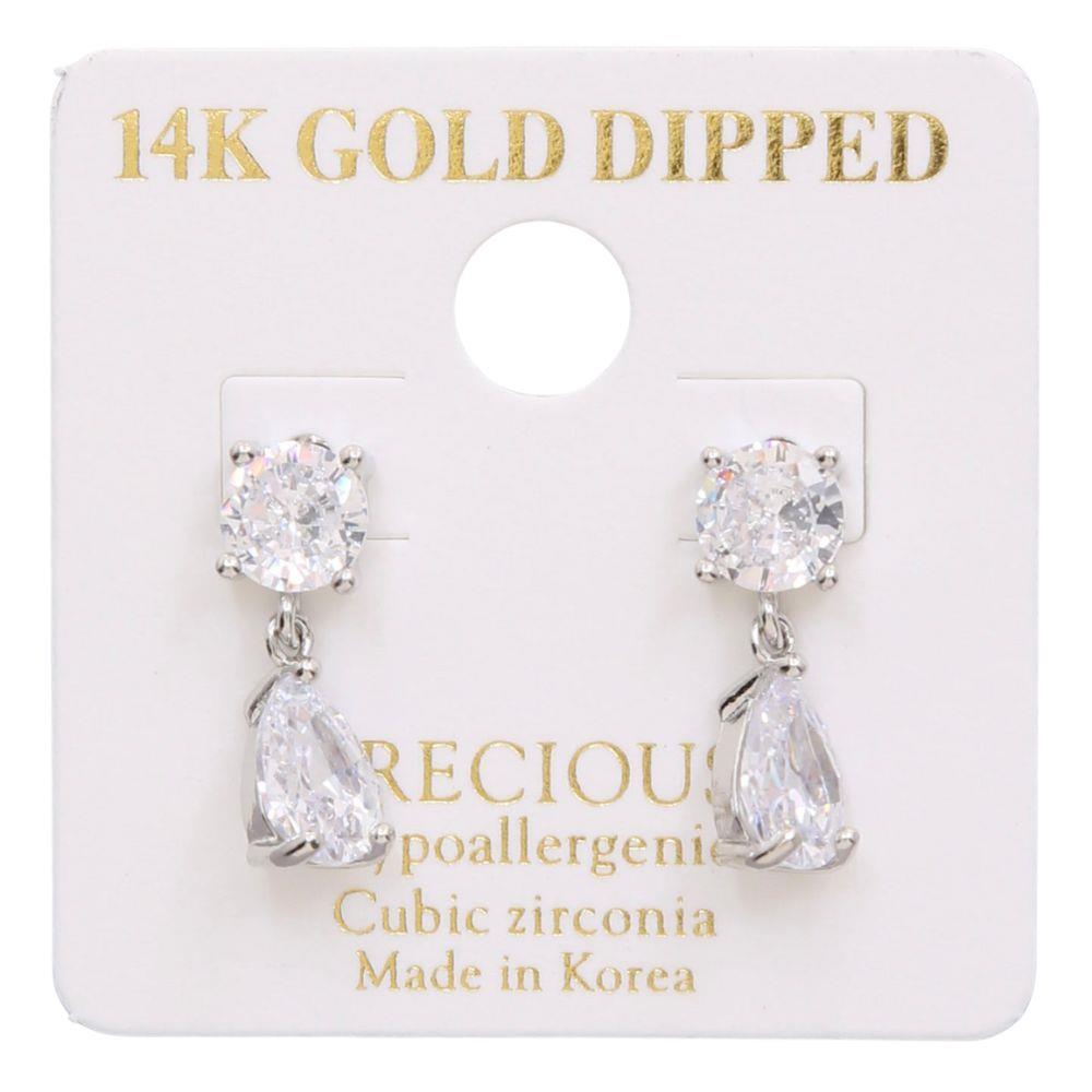 Teardrop Crystal Dangle Earring - Silver