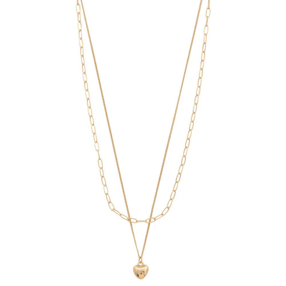 Dainty Heart Charm Layered Necklace - Gold