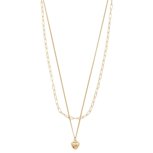Dainty Heart Charm Layered Necklace - Gold