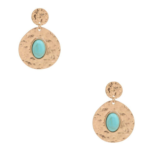 Hammered Teardrop Earring - Turquoise