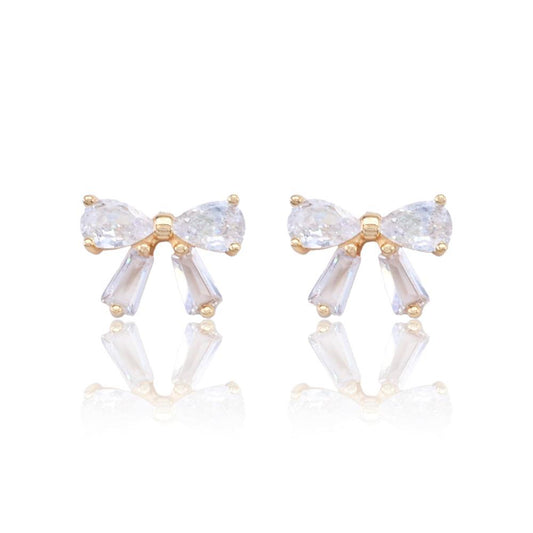 Rhinestone Ribbon Earring - Gold