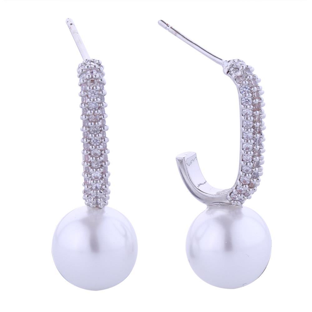 Link Pearl Post Earrings - Silver