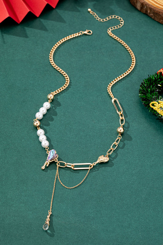 Asymmetric Heart & Pearl Necklace