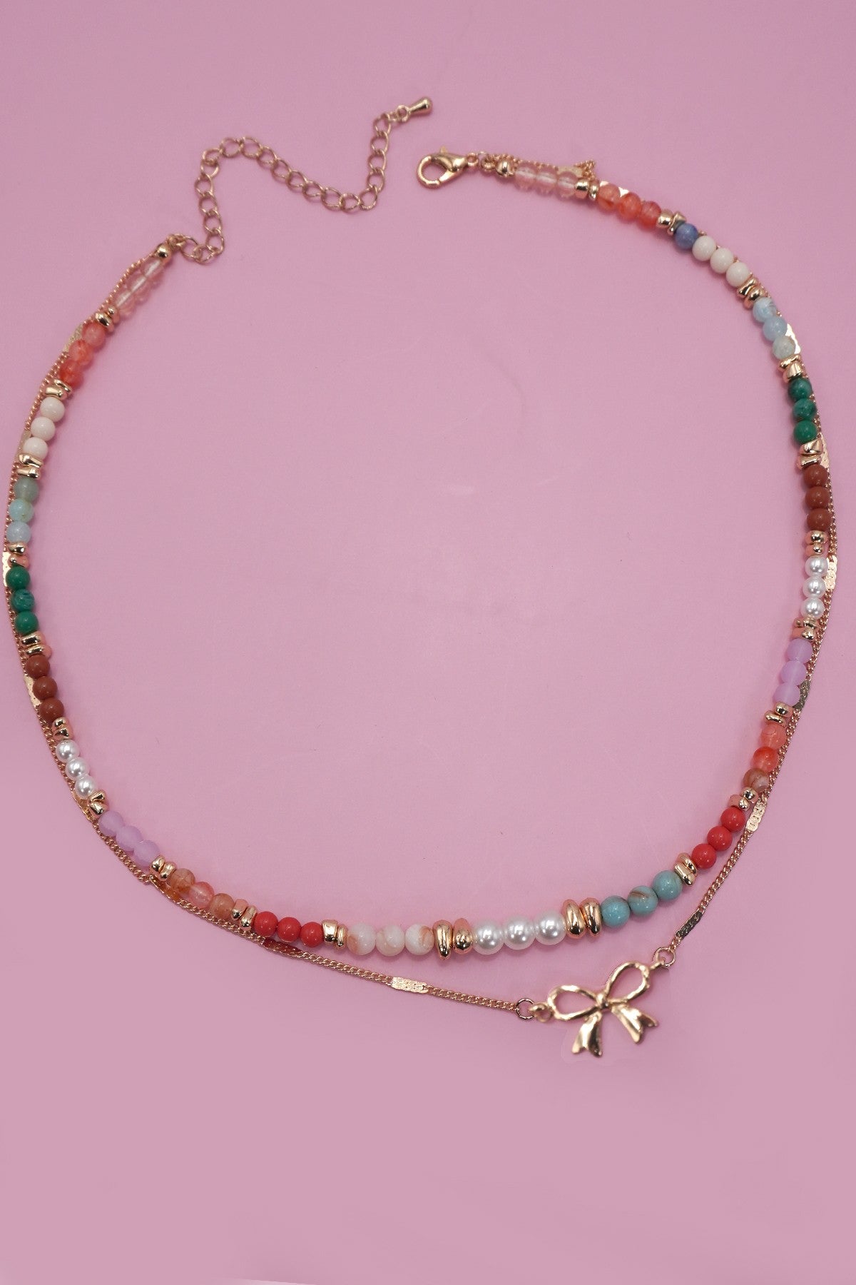 Bow Charm Double Layer Necklace