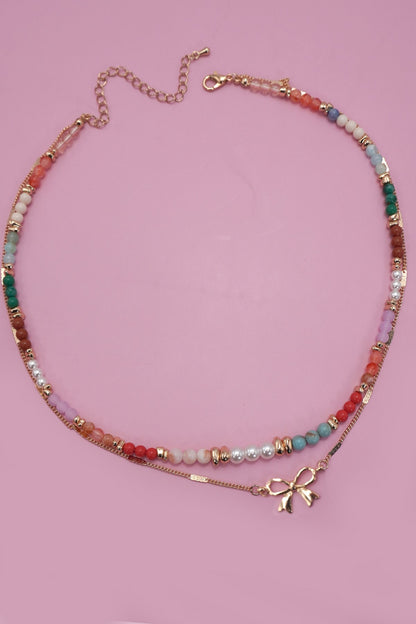 Bow Charm Double Layer Necklace