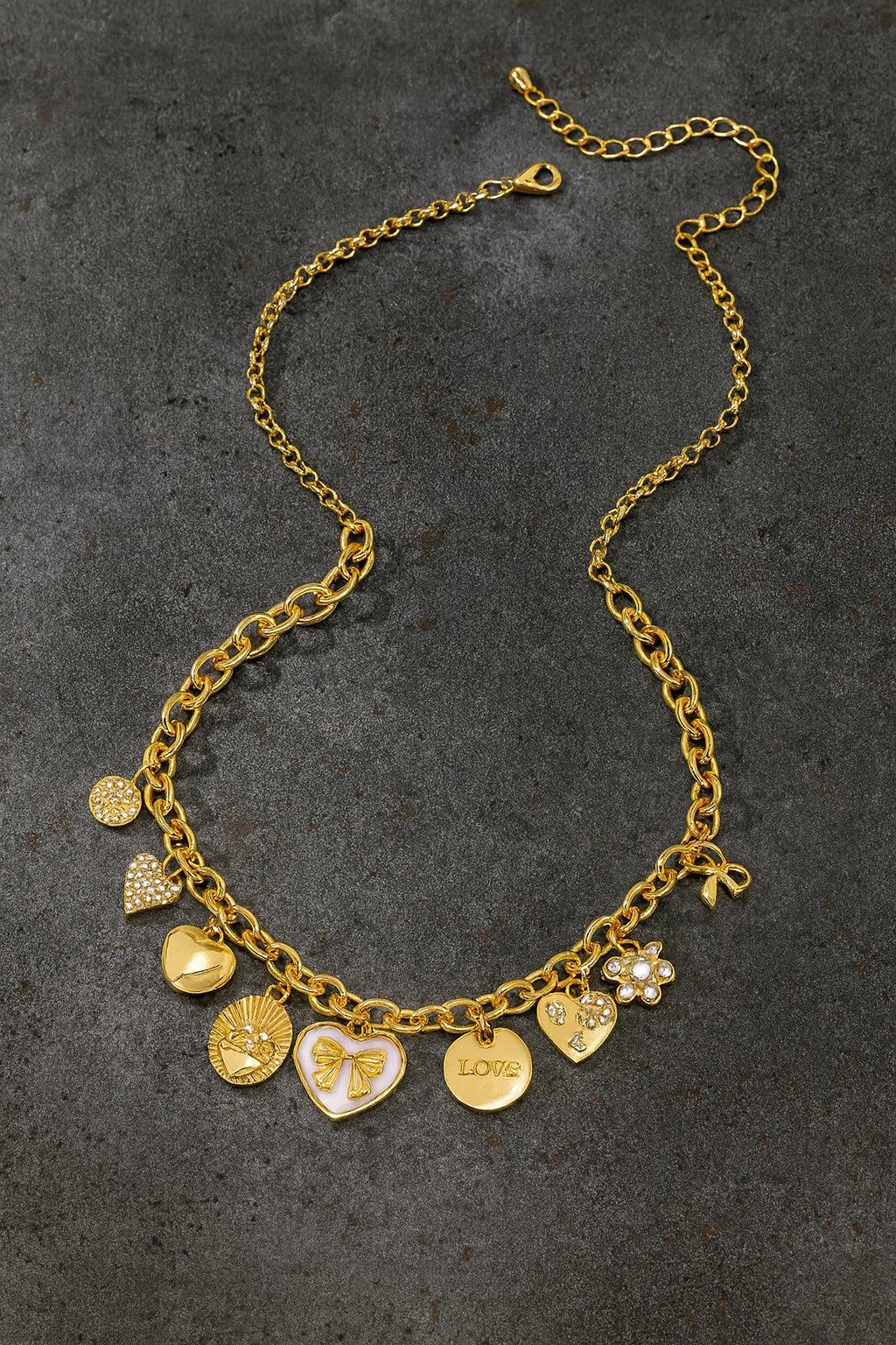 Mixed Heart Charms Chain Necklace