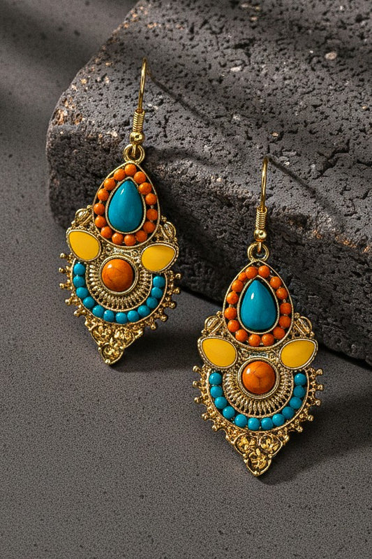 Coral and Turquoise Bead Earrings