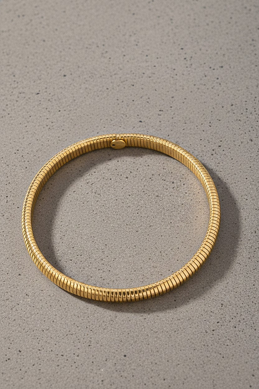Chunky Snake Chain Stretchable Bangle - Gold