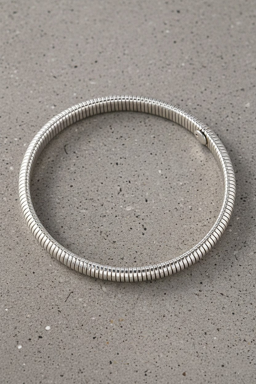 Chunky Snake Chain Stretchable Bangle - Silver