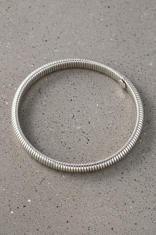 Chunky Snake Chain Stretchable Bangle - Silver