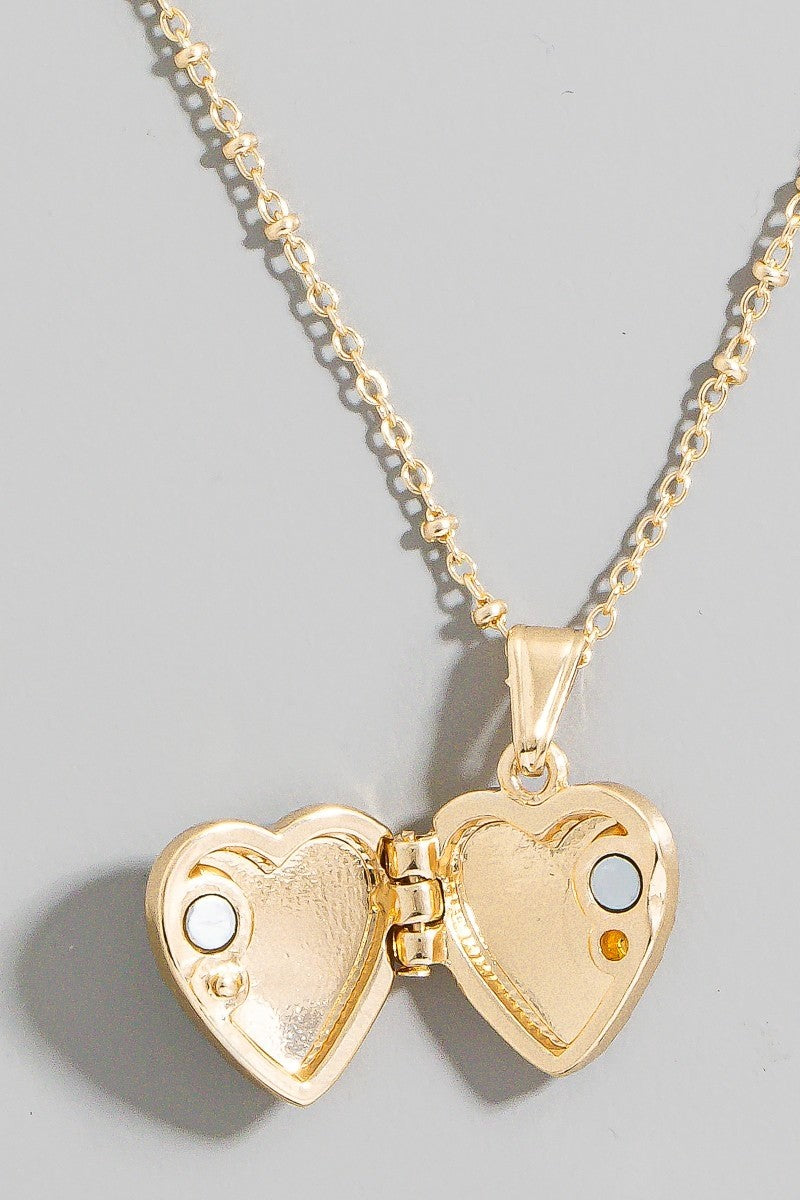 Flower Heart Locket Necklace
