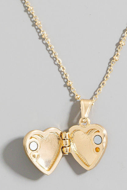 Flower Heart Locket Necklace