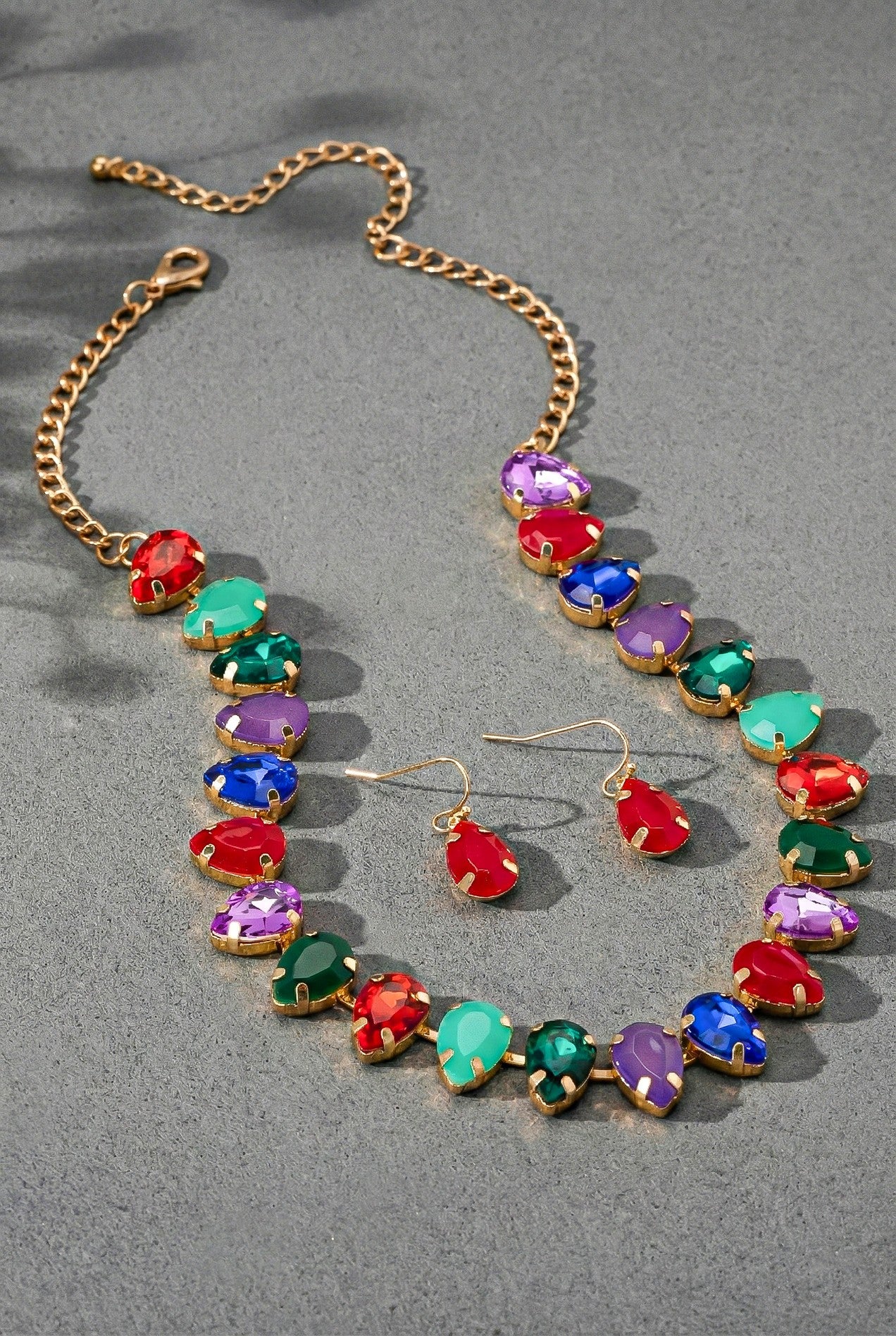 Multi Color Gem Stone Necklace Set