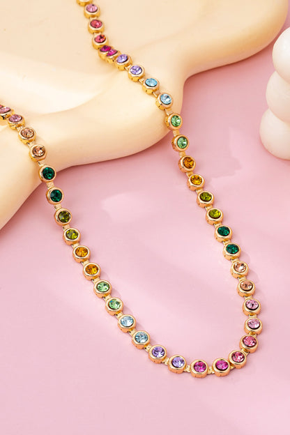 Rainbow Bezel Gemstone Necklace