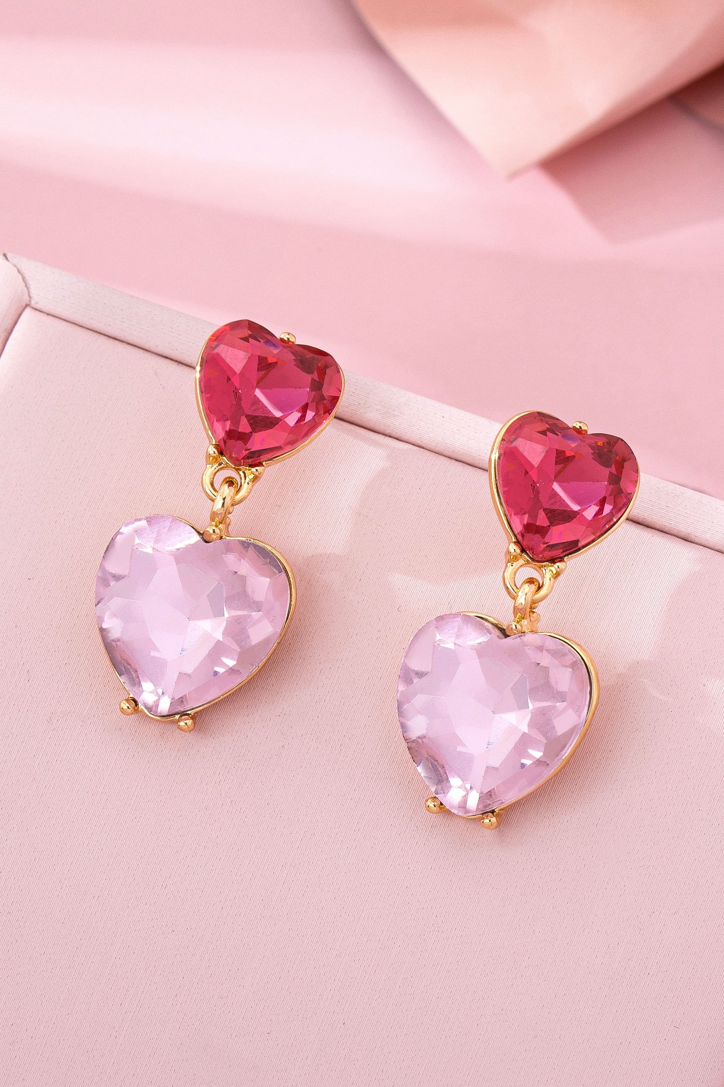 Crystal Double Heart Earrings