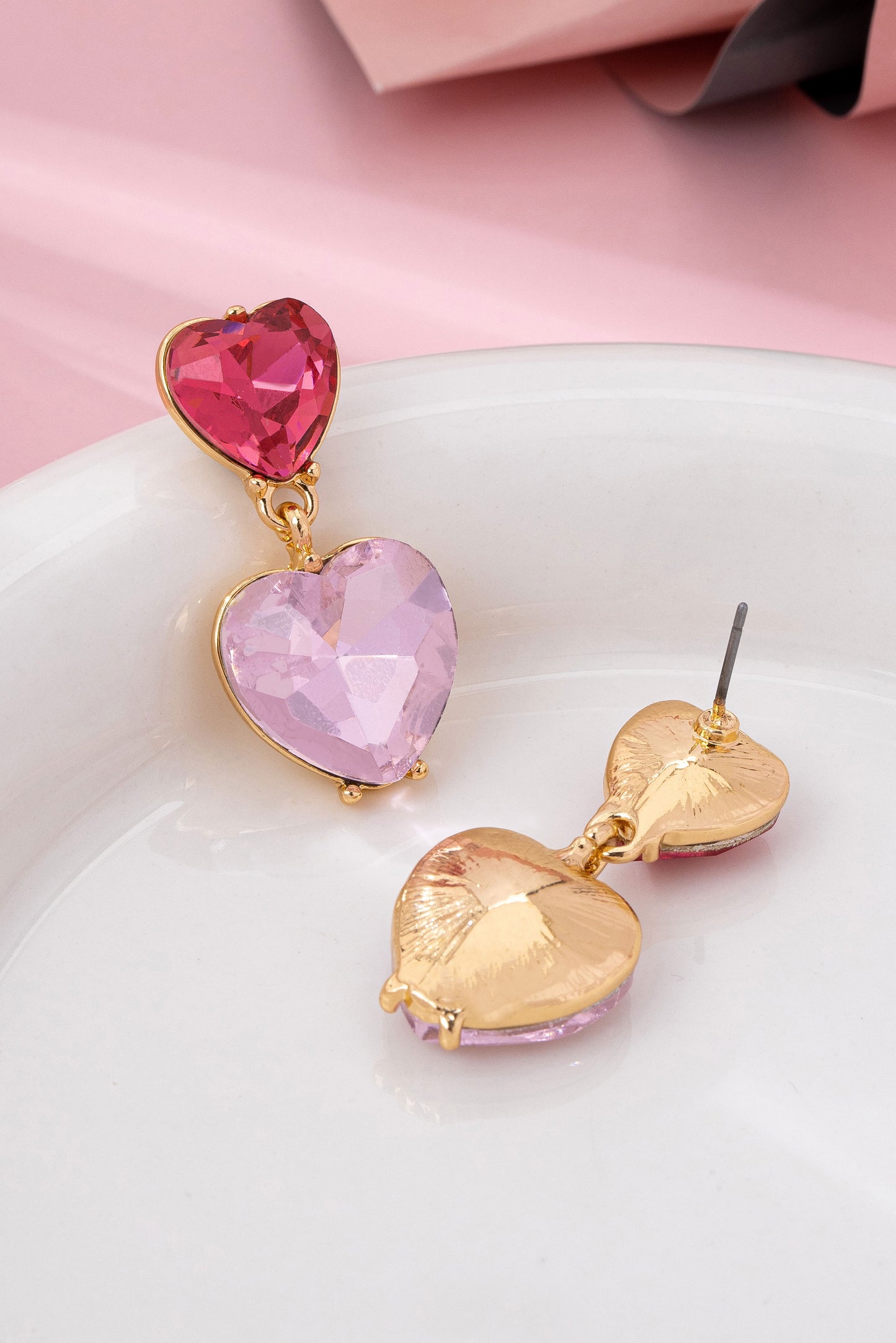 Crystal Double Heart Earrings