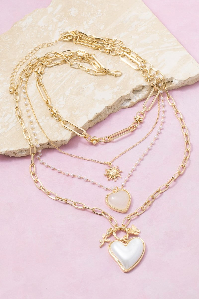 Heart Pendants Layered Necklace