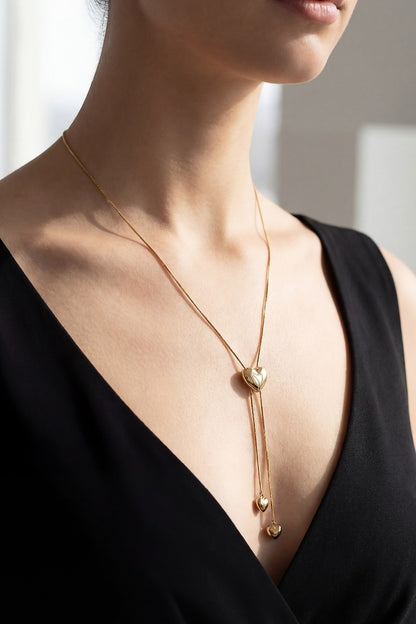 Hearts Chain Cord Necklace