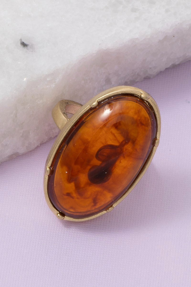 Oval Resin Stone Ring