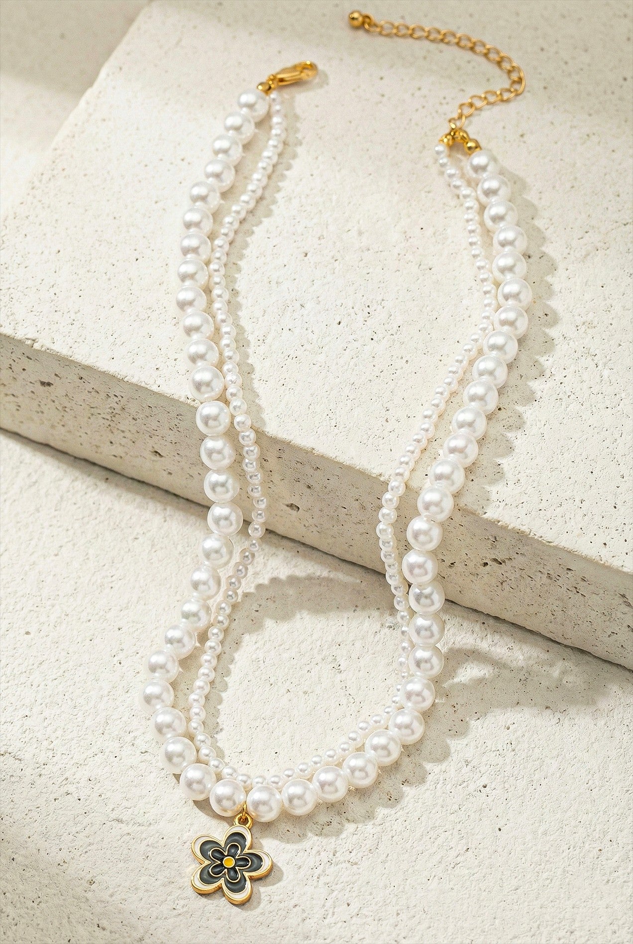 Pearl With Flower Charm Necklace