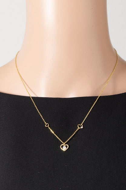 Heart Cutout Station Necklace - Gold