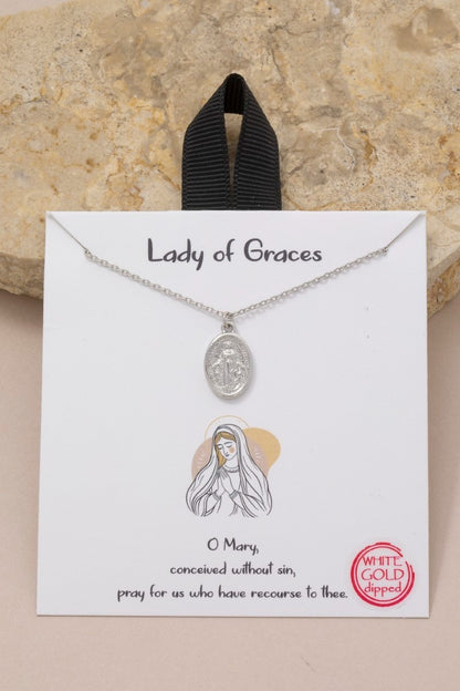 Saint Mary Pendant Necklace - Silver