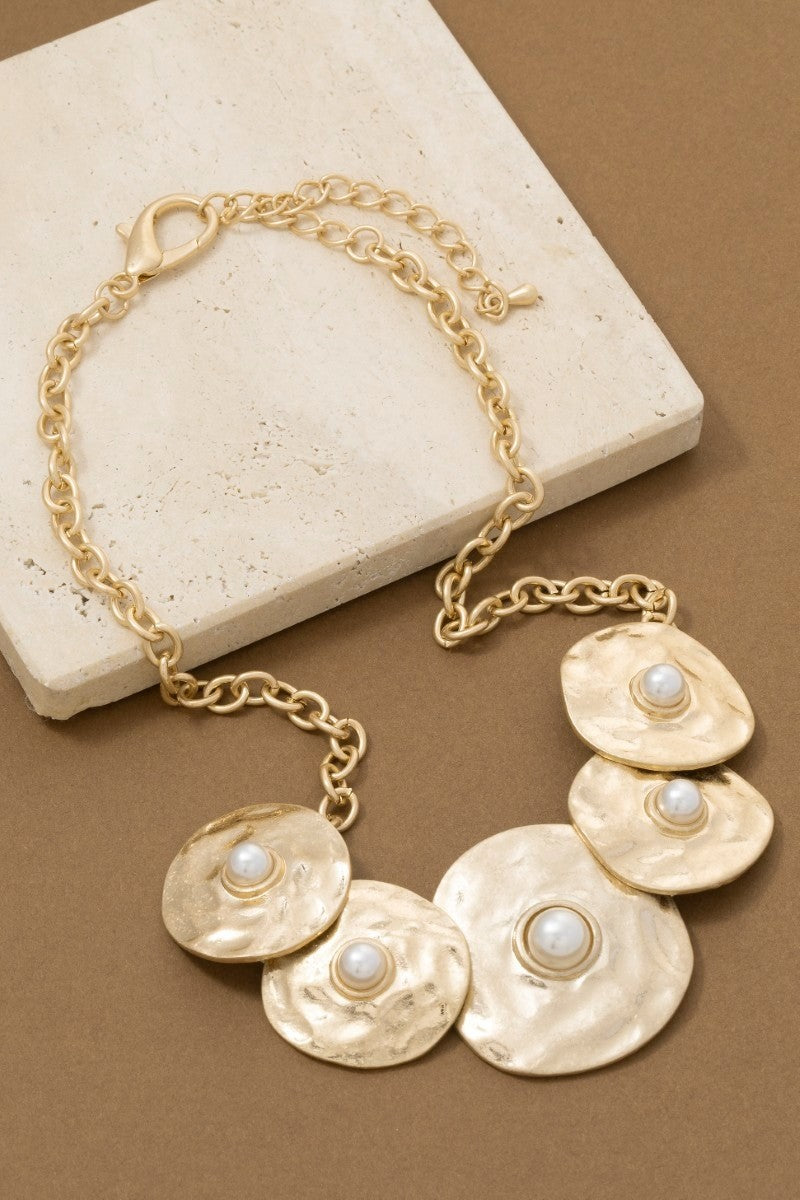 Chunky Hammered Disc Necklace