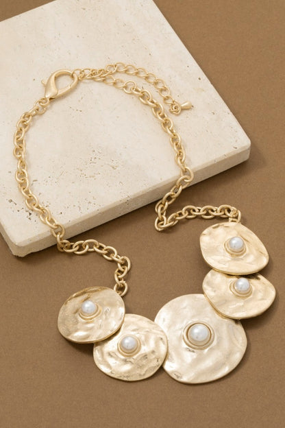 Chunky Hammered Disc Necklace