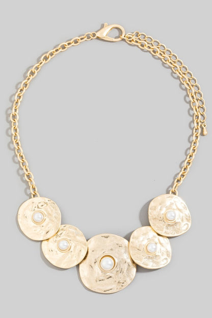 Chunky Hammered Disc Necklace