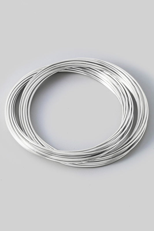Dainty Metallic Bangle Bracelets Set - Silver