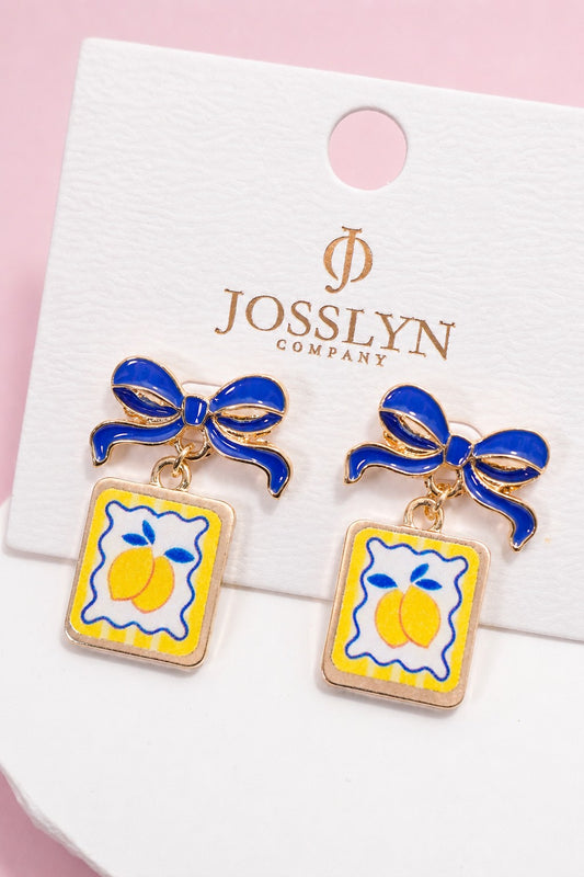 Lemon Enamel Charm Earrings
