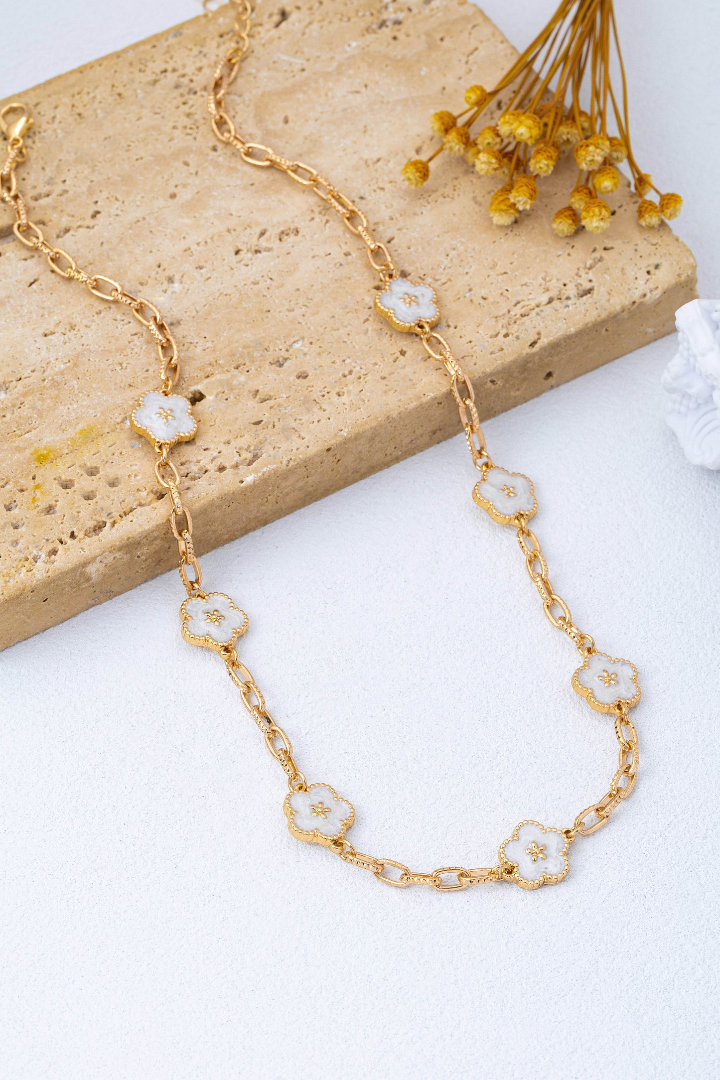 Enamel Floral Station Necklace