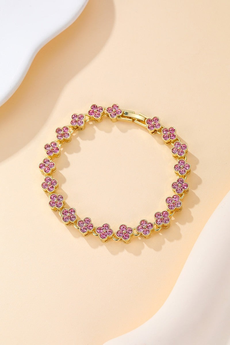 Quatrefoil Crystal Bracelet - Rose