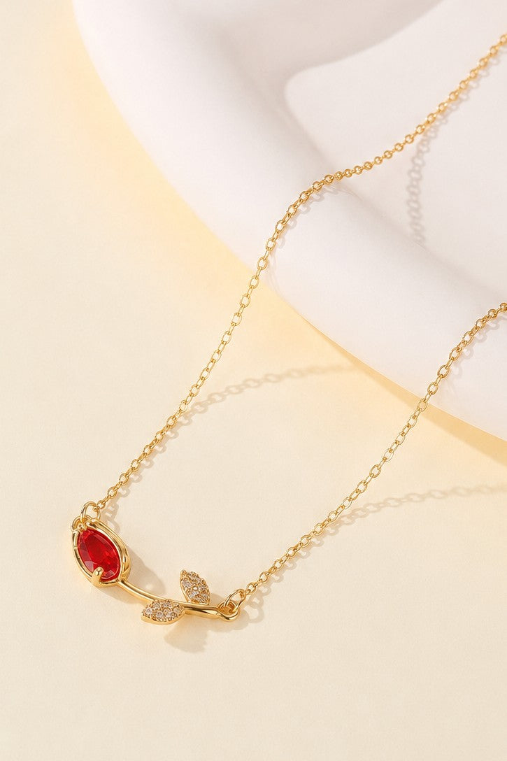 Crystal Tulip Necklace - Ruby