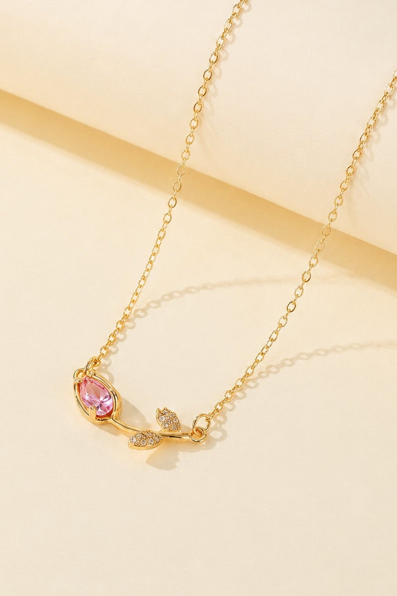 Crystal Tulip Necklace - Rose