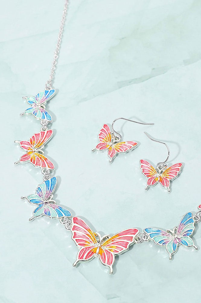 Butterfly Charm Link Necklace
