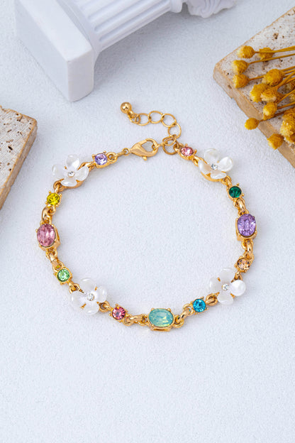 Floral Multi Gem Charm Bracelet